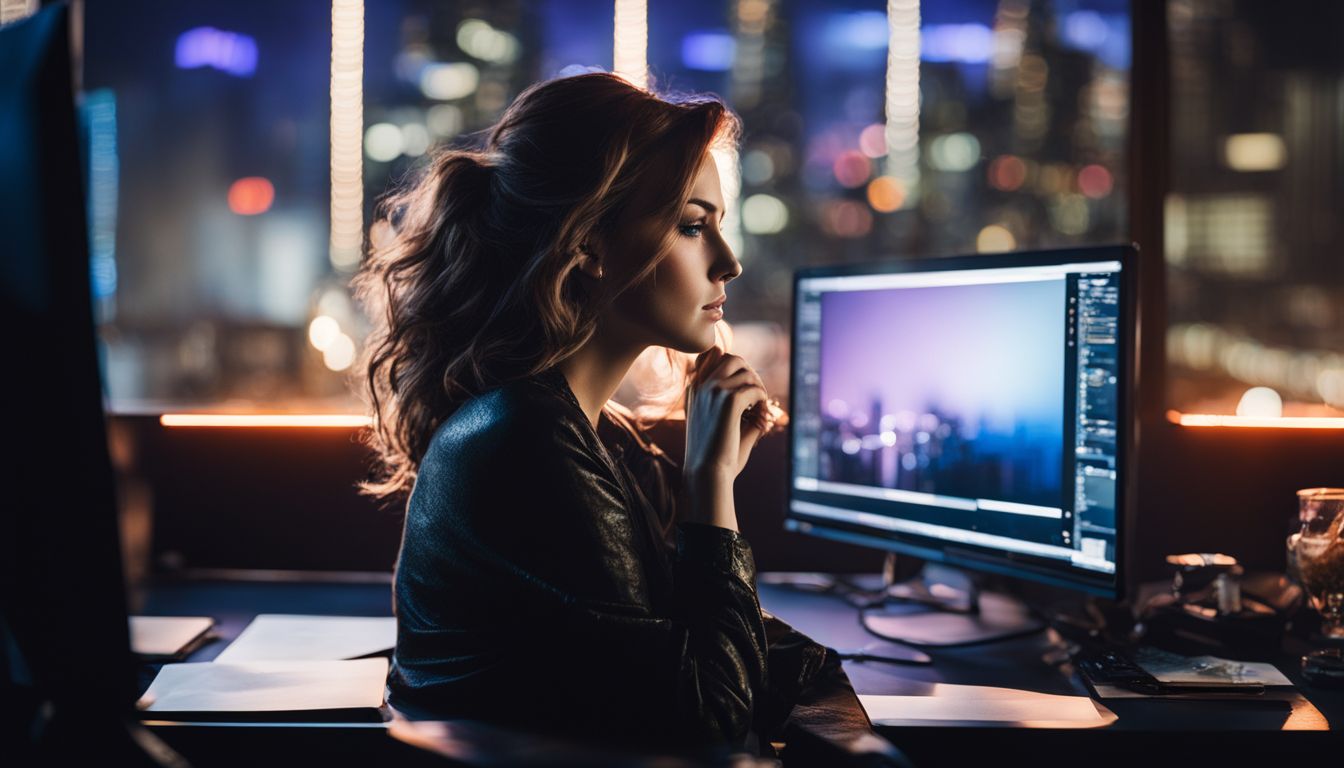A person deep in thought while sitting in front of a computer.